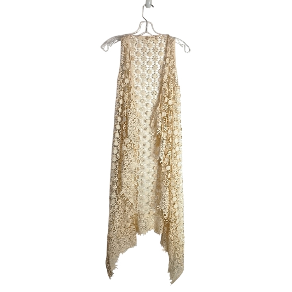 Altered State - Cream Lace Sleeveless Duster Vest Size Small